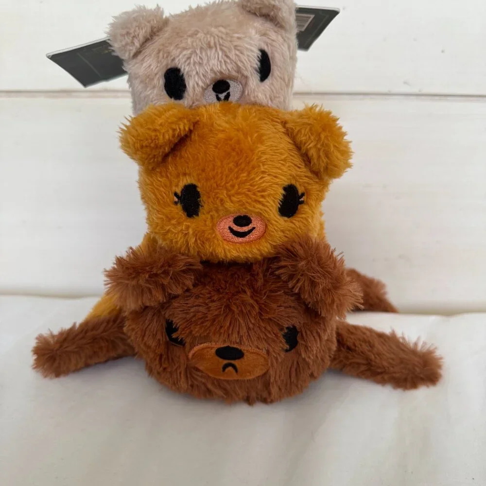 NWT, Bark Box Dog Toy GOLDILUNCH & THE THREE BEARS, L Dog, Plush 3 pc Toy, Brown
